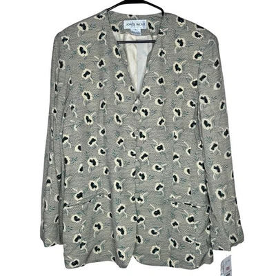 Jones носить новый с Ярлыками VTG цветочный блейзер куртка размер 16 кнопка спереди карьера офиса - Изображение 1 из 4