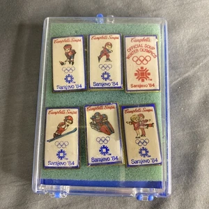 Sarajevo 1984 Winter Games Campbell's Soup Kids 6 Pin Olympic Mascot Set Vintage - Picture 1 of 6