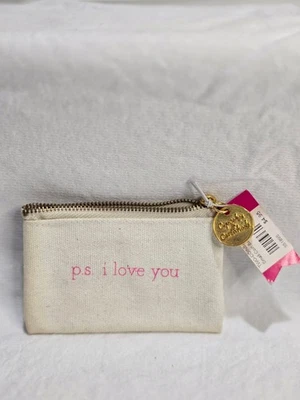 NUEVO CON ETIQUETAS Cupcakes y Cartwheels Lona Monedero Portatarjetas de Regalo "P.S. Te quiero" Foto 1 de 4