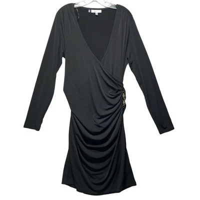 Nuevo con etiquetas Vestido Jennifer Lopez Mujer Talla XL Negro Imitación Envoltura Acanalado Elegante Moderno Foto 1 de 4