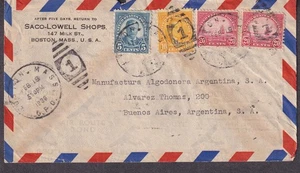 1936 Luftpostbrief Saco-Lowell Shops Boston nach Buenos Aires Argentinien - Bild 1 von 2