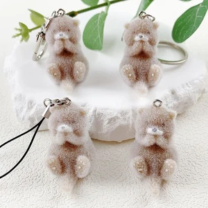 3D Flocked Otter Pendant Cute Cartoon Keychain Bag Pendant Key Accessories_H - Picture 1 of 15