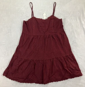 Vestido Aeropostale Mujer Boho Talla Grande Rojo Correa Espagueti Boho Y2K Babydoll - Imagen 1 de 11