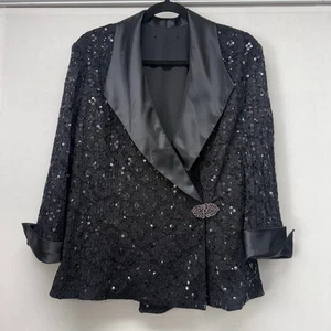 Chaqueta Blazer Mujer Marca Desconocida Negra Lentejuelas Adornada L, X/L - Imagen 1 de 12