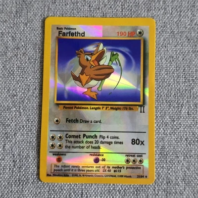 Farfetch'd HOLO Roman Numerals Base Set Vintage PRISM Vending Golden STICKER 90s - Image 1 of 3