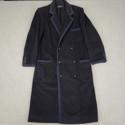 70-е Ralph Lauren женщин 8 Тренч пальто 100% кашемир темно-синий США двубортный - Изображение 1 из 4