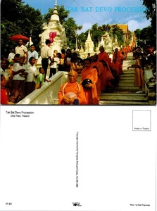 One(1) Asia Thailand Uthai Thani Tak Bat Devo Procession Buddhist UNP Postcard - Picture 1 of 2