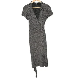 Madewell Black Ditsy Moody Floral Midi Wrap Dress Large - Picture 1 of 11