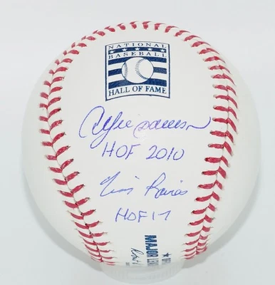 Expos ANDRE DAWSON "HOF 2010" & TIM RAINES "HOF 17" Signed MLB Baseball JSA COA - Image 1 of 3