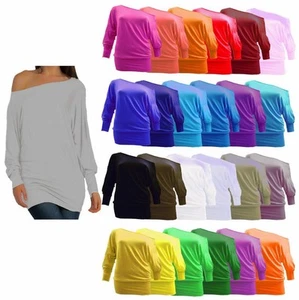 Women Off Baggy Batwing Top - Picture 1 of 17