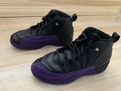Nike Air Jordan 12 Retro Shoes Youth 3Y Black Purple Basketball Sneakers Lace Up - Image 1 of 4