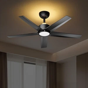 Ceiling Fans with Lights and Remote,44 Inch Black Ceiling Fan with Nightlight... - Picture 1 of 9