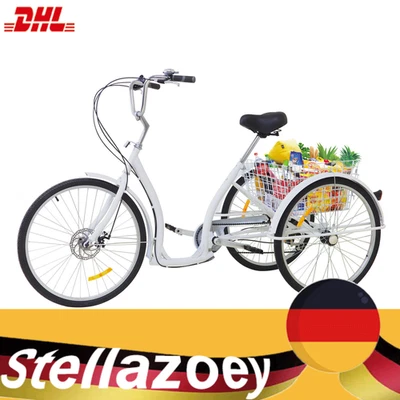 26" Dreirad Für Erwachsene Fahrrad 3 Rad Fahrrad Mit Einkaufskorb Lastenfahrrad - Bild 1 von 4