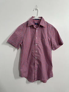 Gant Hemd Herren Small Rot Kariert Kariert Kurzarm Regular Fit Dogleg Popeline - Bild 1 von 14