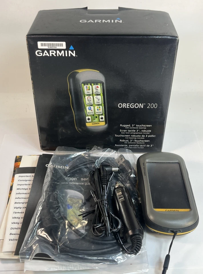 Garmin Oregon 200 Waterproof Touchscreen GPS Tracker W/ Box & Cords Tested Works - Image 1 of 4