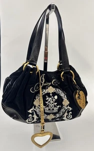 Juicy Couture Daydreamer Bag Purse Tote Vintage Black Gold Charm Butterfly Heart - Picture 1 of 21