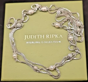 Judith Ripka Silber Zuchtperlen & Diamonique 3 in 1 Halskette 20" Neu in Box - Bild 1 von 24