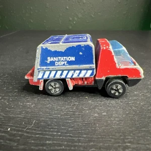 Vintage Playart Garbage Truck Die Cast Sanitation Dept. Blue Hong Kong 2.5” - Picture 1 of 6
