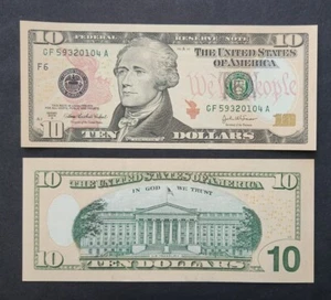2004A US $10 Federal Reserve Small Size Vintage Unc Consecutive Paper Note - Picture 1 of 1