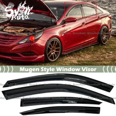 FOR 2011-14 HYUNDAI SONATA MUGEN STYLE 3D WAVY RAIN GUARD WINDOW VISOR DEFLECTOR - Image 1 of 4
