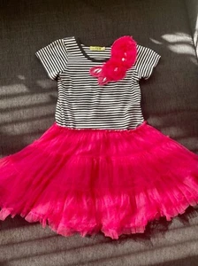 G063 LITTLE MASS GIRL FLOWER TUTU DRESS SIZE 6X - Picture 1 of 3
