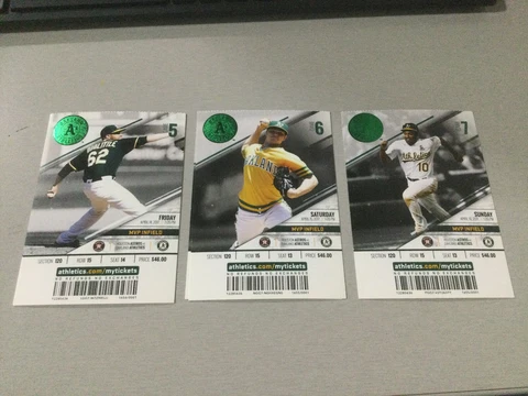 Oakland A’s Athletics 2017 TICKET STUB VS ASTROS~4/14/17-4/15/17-4/16/17 Cover