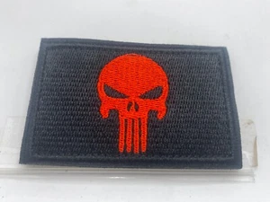 RED SKULL  New EMBROIDERED NAME  PATCH WITH HOOK BACKING - Picture 1 of 1