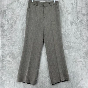 Ralph Lauren Pants Womens 10 Wool Chevron Wide Leg Career Trouser Pockets Lined - Picture 1 of 11