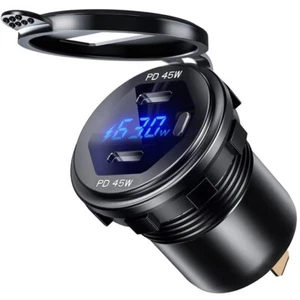Dual 45W Fast Car Charger USB Type-C PD Voltage Power Display For SUV Truck ATV - Picture 1 of 12