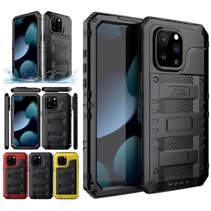 For iPhone 15 14 13 12 11 X 8 7 Shockproof Rugged Aluminum Waterproof Phone Case - Picture 1 of 31