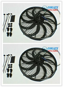 Two16 inch 12V volt Thermo Fan Electric Cooling Fan + Mounting kits Universal - Picture 1 of 7