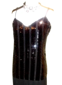 Karen Millen Black Sequined Chiffon & Lined Cami Vest Top Size UK 14🌷 - Picture 1 of 14