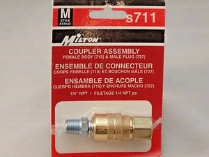 S711 MILTON M-STYLE 1/4” NPT COMBINATION COUPLER/PLUG & COUPLER KITS - Foto 1 di 2