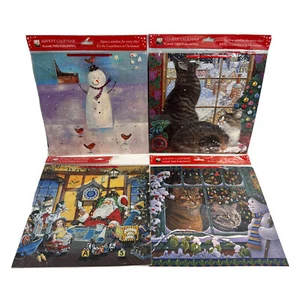 4-PACK Sticker Advent Calendars NEW/SEALED 4 Different Styles NEW Santa Cat Snow - Picture 1 of 14