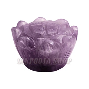 Goddess Lakshmi Charan Paduka On Lotus Flower Amethyst Stone and Beautiful - Picture 1 of 3