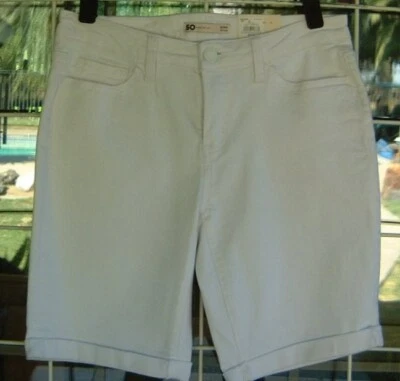 Nuevo pantalón corto bermudas blanco de tiro bajo elástico con puños talla  9/29 30" cintura Foto 1 de 3