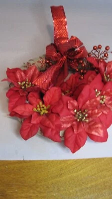 Guirnalda hecha a mano de 10-14" Navidad tela de pascua envuelta colgador bayas Foto 1 de 4