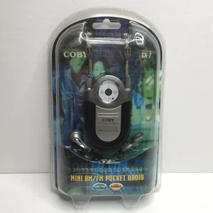 Coby Dynamic Bass Boost System Black CX-7 AM/FM Radio Mini Pocket Radio Earbuds - Picture 1 of 5