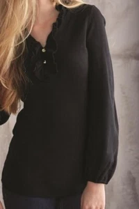 Mud Pie Womens Laura Ruffle Boho Sz S Black New W/Tags Cottagecore Long Sleeve - Picture 1 of 13