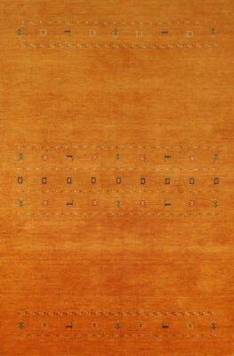 Alfombra india Gabbeh de lana nómada naranja 5x8 alfombra hecha a mano Foto 1 de 4