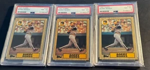 INVESTMENT LOT OF (3) 1987 BARRY BONDS TOPPS ROOKIE CARDS #320 PSA 8 (A02) - Picture 1 of 2