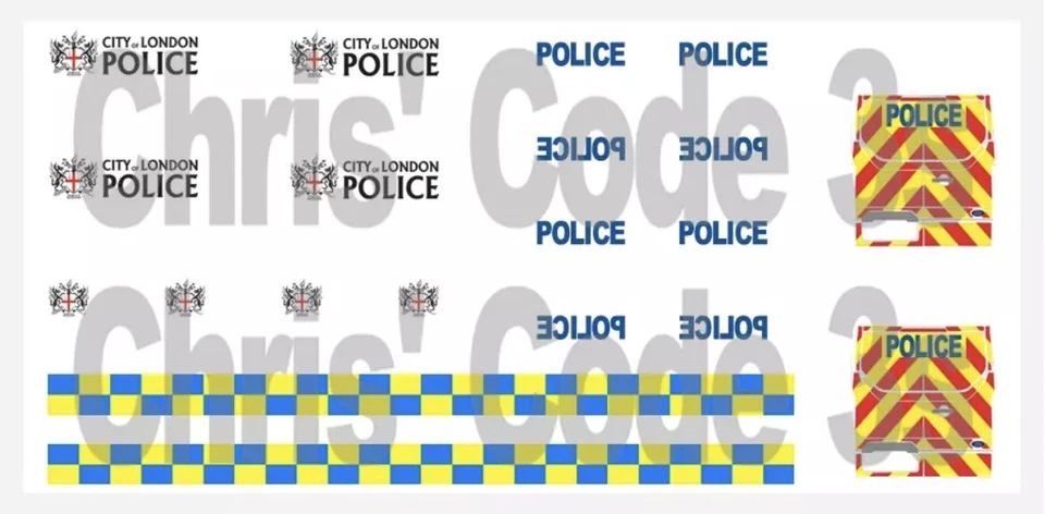 Code 3 Adhesive Vinyl Decals 1/43 1/50 Transit Custom - City Of London Police - Image 1 of 1