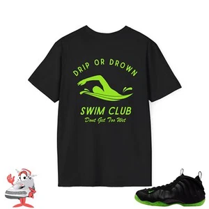 Nike Air Foamposite One Black Volt Green Matching Shirt Drip Or Drown Swim Club - Picture 1 of 5
