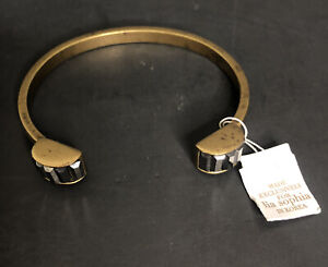 LIA SOPHIA Kiam Pillar Bracelet Cuff Matte Gold Toned Crystals NEW Read