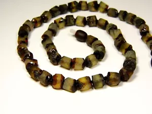 Collana Ambra Baltica 17" Marrone Verde Non Lucidata Pietra Naturale Opaca 6331 - Foto 1 di 10
