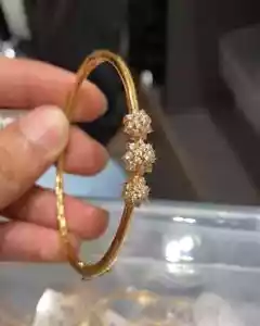 4 Ct Round Moissanite Pass Tester Women's Wedding Bangle 14K Yellow Gold Plated - Picture 1 of 2