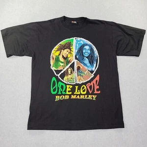 Bob Marley XL One Love Shirt Friedenszeichen schwarzes doppelseitiges T-Shirt heißes Eisschild - Bild 1 von 20