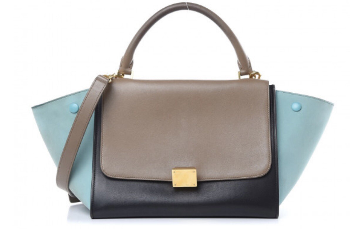 CÉLINE トラペーズ セリーヌ CELINE トラペーズ ブラックSV金具 カーフ レディース