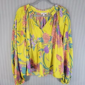 Current Air Damen Blumen Plissee Bluse Oberteil mittellang Ballonärmel Boho - Bild 1 von 10