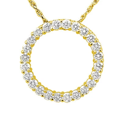 1.50 Ct Circle G VS2 Round Diamond Pendant Necklace 14k Gold Yellow 16" Chain - Image 1 of 3